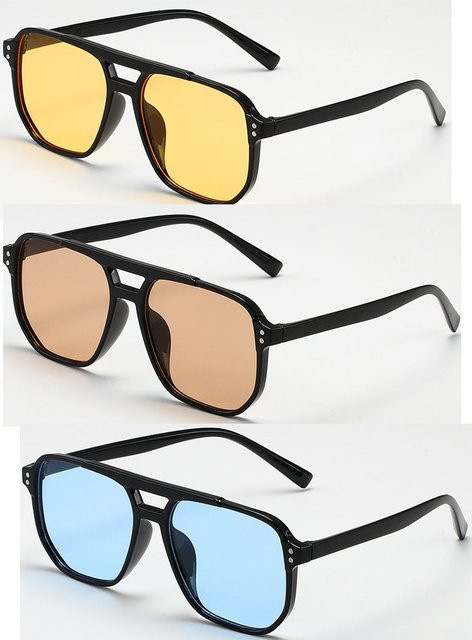 Sonnenbrille Quadrat, Retro Polygon, Vollrand, Kunststoff, Unisex - Bild 1