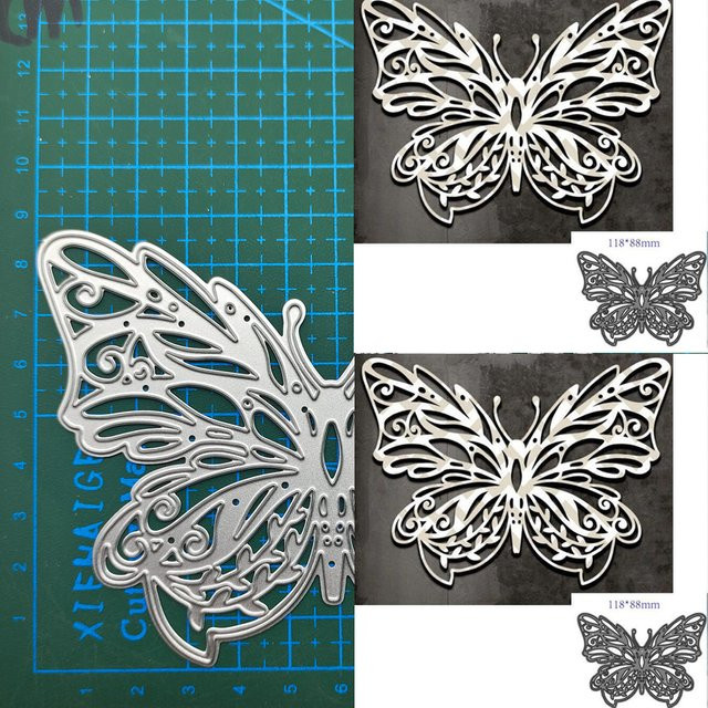 Schmetterling Schablonen aus Metall in Silber für DIY Bastelarbeiten, Album Cover und Kartenprägung - Bild 1