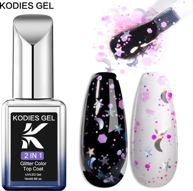 KODIES Glitter Top Coat Gel, Glänzend, Hearts Top - Bild 1