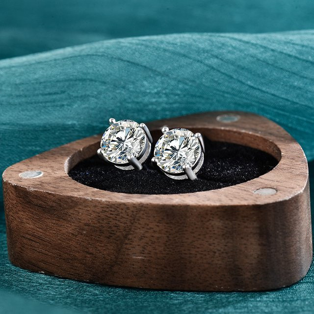 BIJOX STORY Ohrstecker Moissanit, 925 Sterlingsilber, 18k Weißgold plattiert, Damen - Bild 1