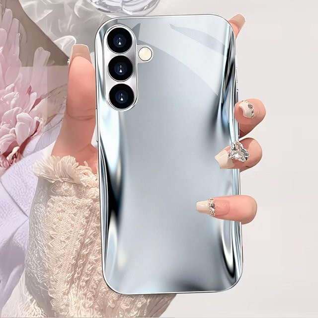 Hochwertige galvanisierte Handyhülle aus Glas für Samsung Galaxy S26 S25 S24 S23 S22 S21 FE Ultra Plus in Silber - Bild 1