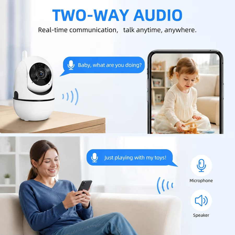 2er-Pack FUNOVATION WLAN Innenkamera mit 1080P Auflösung, Schwenk-Neige-Funktion, Nachtsicht und Zwei-Wege-Audio in Weiß - Bild 5