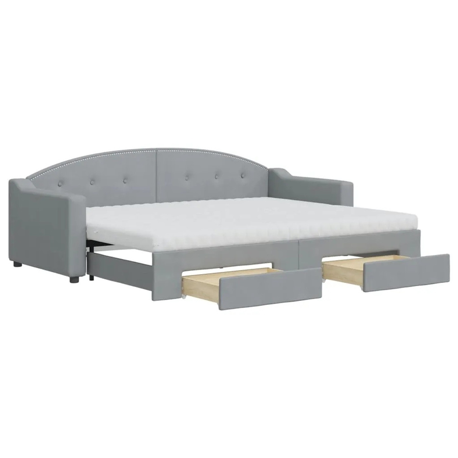 vidaXL Tagesbett ausziehbar mit Schubladen in Hellgrau, B/T/H: 200 x 80 x 90 cm - Bild 2