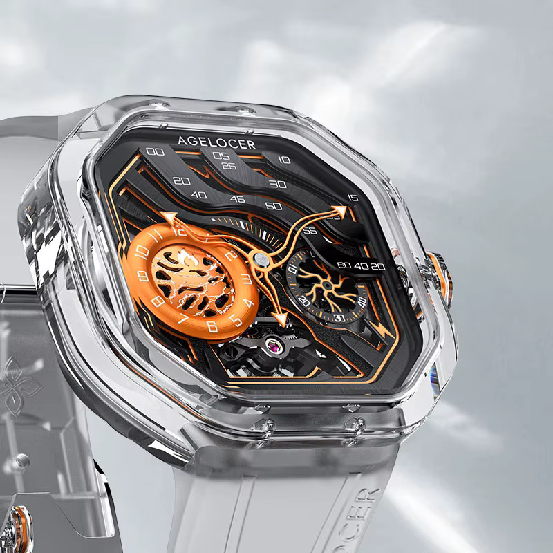 AGELOCER Herrenuhr, Automatik, Kunststoff, Kristall, Schwarz, Eckig - Bild 4