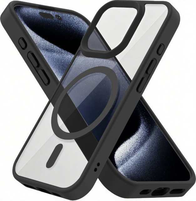 FUCHU Transparente MagSafe Magnetische Hülle für iPhone 16 17 15 14 13 12 11 Pro Max Plus Kabelloses Laden Hartschalen-Schutzhülle - Bild 1
