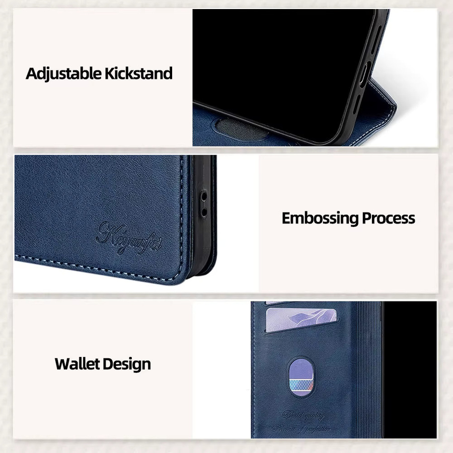 Magnetische Leder-Schutzhülle für Motorola Moto G85 G75 G55 G45 G35 G15 G05 G84 G64Y G54 G34 G24 G14 G04 als Ledertasche in Braun und Blau - Bild 2