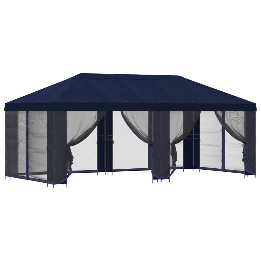 vidaXL Pavillon mit Seitenwänden und Netzwänden in Blau aus Polyester und Stahl, B/T/H: 600 x 300 x 276,5 cm - Bild 2