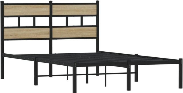 vidaXL Metallbett in Sonoma-Eiche und Schwarz ohne Matratze, B/T/H: 120 x 200 cm - Bild 1
