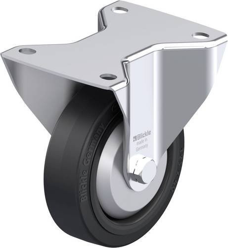 Blickle Stahlblech-Bockrolle BK-POEV 125KAD-3-FA in Schwarz/Grau mit 125 mm Rad-Durchmesser und 250 kg Tragfähigkeit - Bild 1