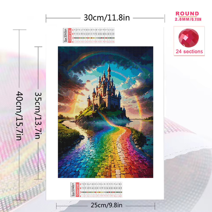 EverShine Diamant-Stickerei Schloss-Mosaik Landschaft mit Regenbogen als 5D DIY Malerei in Multicolour - Bild 2