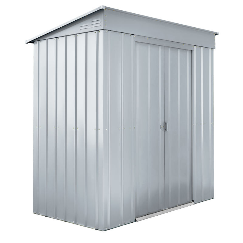 Globel Metall-Gerätehaus Skillion 64 mit Pultdach in Silber Metallic, B x T: 171 x 113 cm - Bild 3