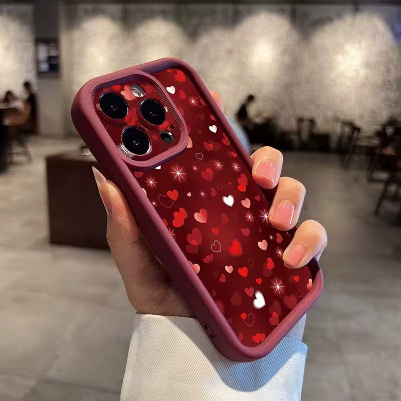 Stoßfeste und weiche Handyhülle mit Glitzer-Herz Design für iPhone Modelle in Rot - Bild 2