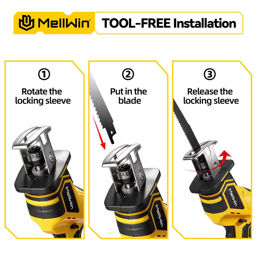 MELLWIN Bürstenlose elektrische Säbelsäge schnurlose CutSaw für Metall und Holz kompatibel mit Makita 18V Akku - Bild 4