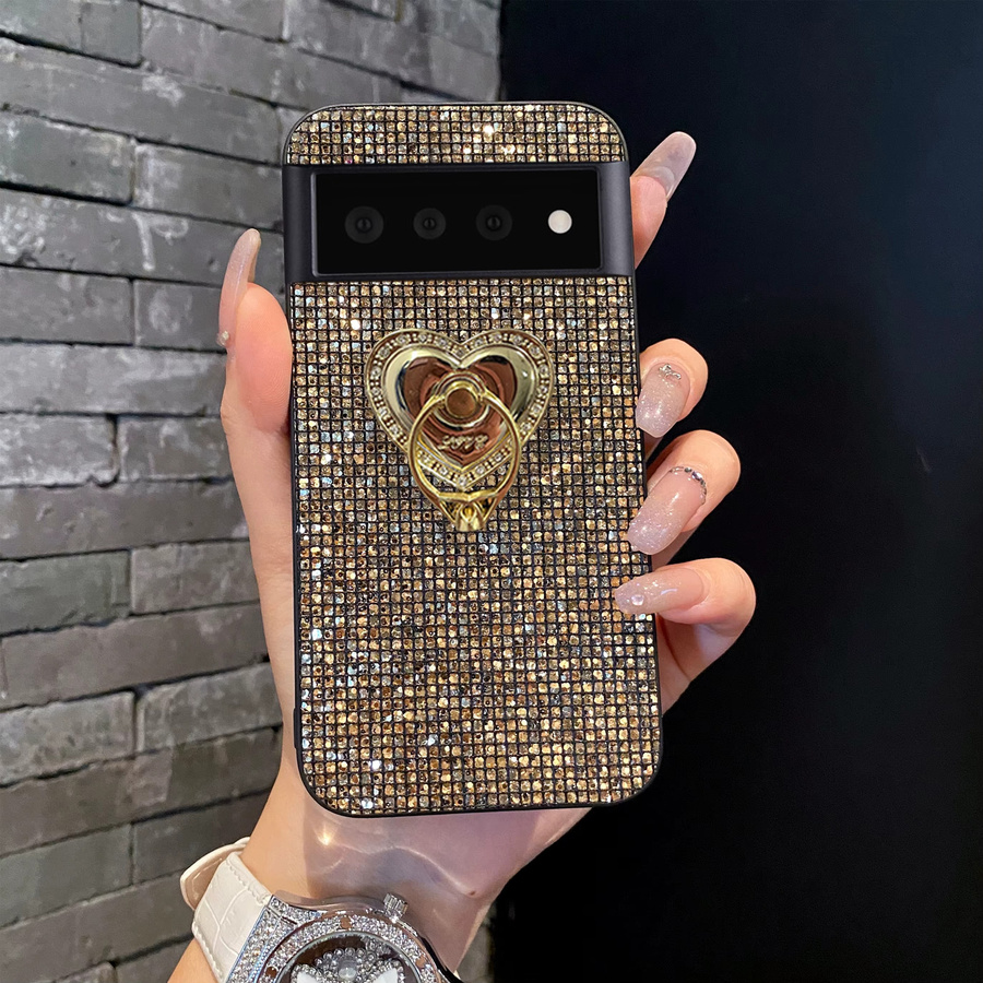 Luxuriöse Glitzer-Handyhülle mit goldenem Herzdesign für Google Pixel 10 9 Pro XL 8 7 6 - Bild 3