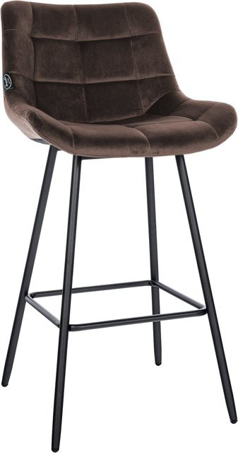 CLP Barhocker Weston Barstuhl mit Steppmuster in Braun aus Samt oder Kunstleder und Metallgestell - Bild 1