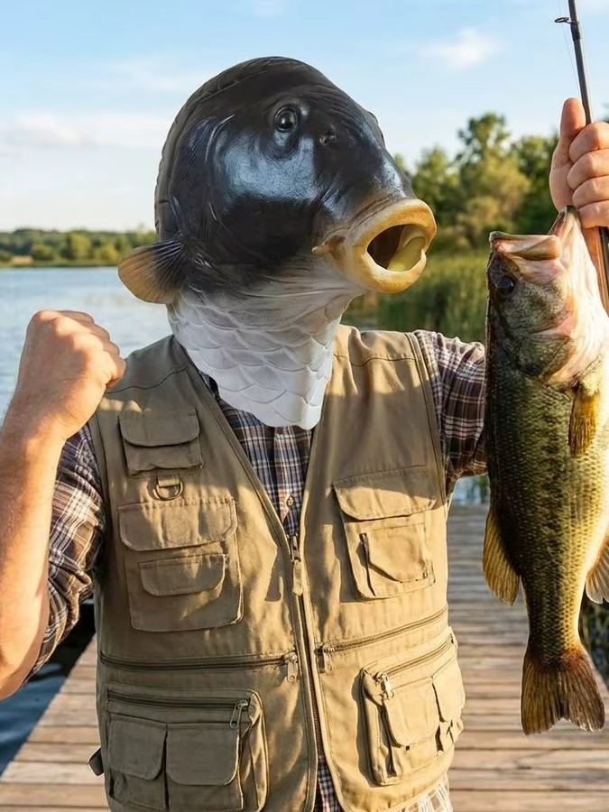 patygr Grüne Fischkopfmaske, Tierkostüm Requisite, Gummi - Bild 6