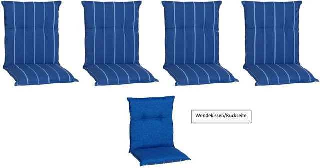 Beo Sitzauflage Tovarnik für Niedriglehner 4er-Set Blau-Weiß Gestreift - Bild 1