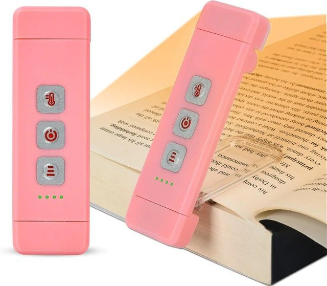 Love Home Garden Ansteckbares LED-Lesezeichen-Buchlicht mit Timer und USB-Wiederaufladung, tragbare Mini-Leselampe in Rosa - Bild 1