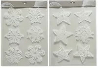 DECORIS Fensterbild Sterne und Schneeflocken in Weiß, 2er Pack, Winter-Dekoration zum Aufkleben - Bild 1