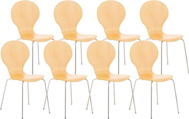 CLP Stapelstuhl Diego Konferenzstuhl mit Holzsitz und Metallgestell 8er Set - Bild 1