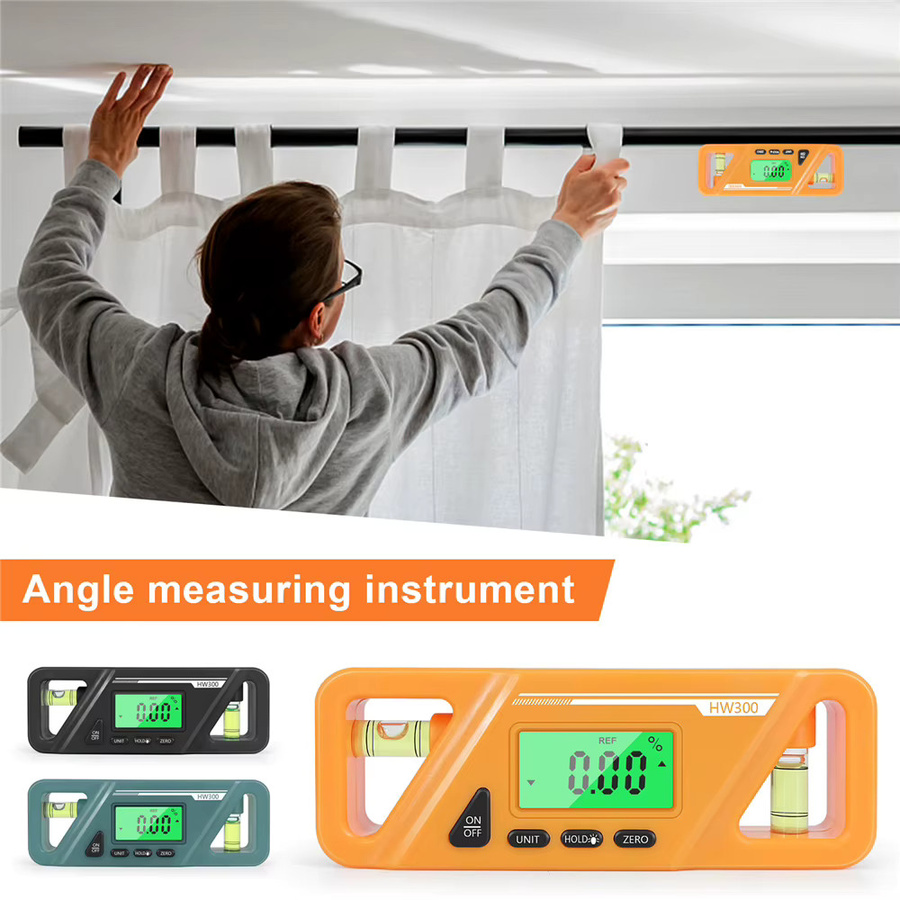 Voktta HW-300 Digitaler Neigungsmesser und Winkelmesser mit Wasserwaage, Magnet, LCD-Display und Datenspeicherung, Grün - Bild 2