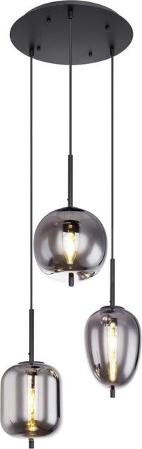 Globo Pendelleuchte Blacky 3-flammig aus Metall und Rauchglas in Schwarz, Höhe: 120 cm, Durchmesser: 46 cm - Bild 2