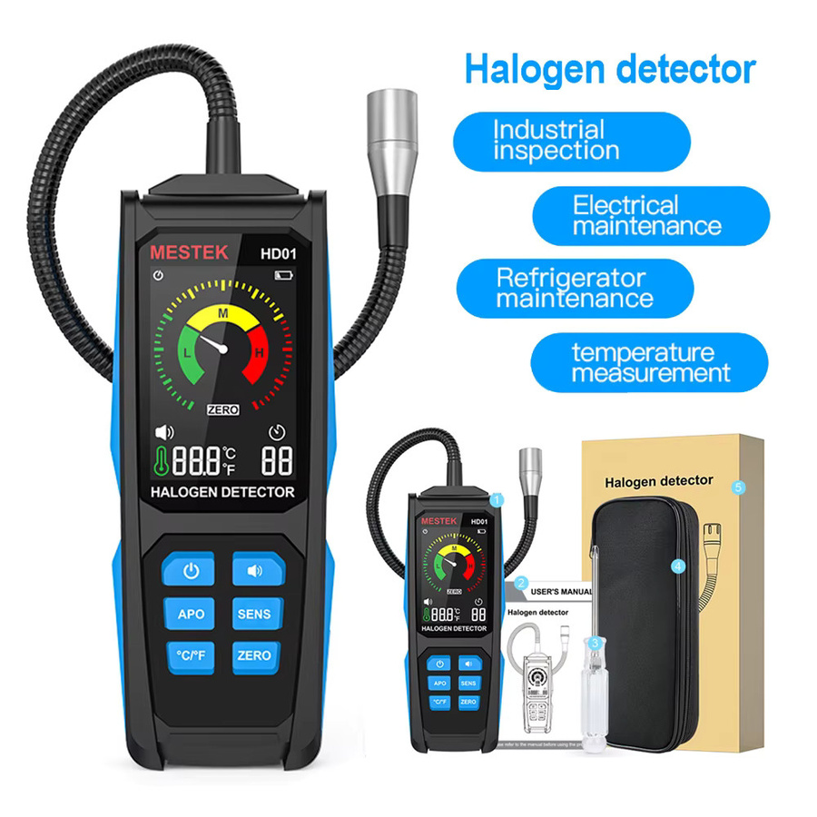 MESTEK Kältemittel-Lecksucher Halogen-Tester als Brenngasdetektor für HFC HCFC CFC PFC HFO R22 R32 R134A in Schwarz - Bild 1