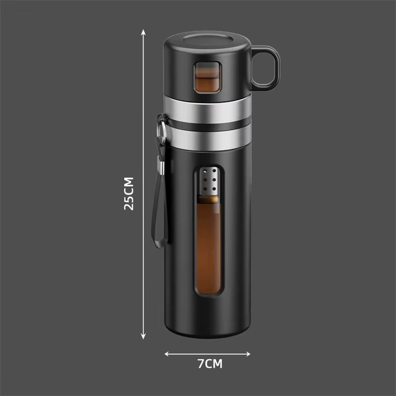 BenRussell Tee-Wasser-Trennung Glasflasche mit Tee-Ei aus Borosilikatglas, 520 ml, transparent/blau/schwarz - Bild 2