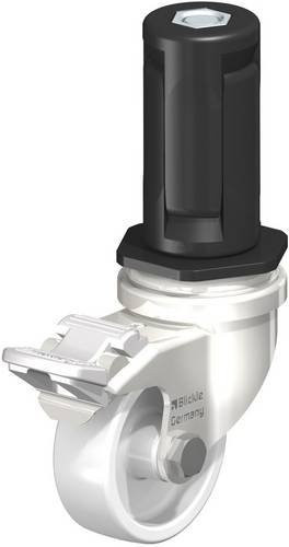 Blickle Lenkrolle mit Feststeller LRXA-PO 50G-FI-EXR04 aus Edelstahl in Weiß, Rad-Durchmesser: 50 mm, Tragfähigkeit: 75 kg - Bild 1