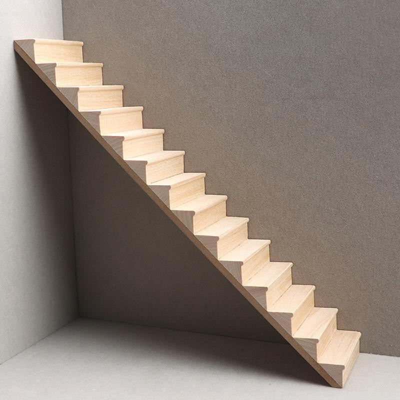 Yiran Toy Miniatur Holztreppe für 1:12 Puppenhaus als DIY Modell Zubehör - Bild 1