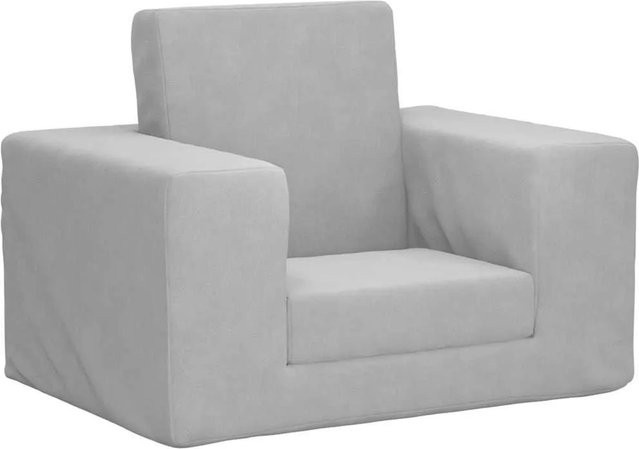 vidaXL Schlafsofa für Kinder in Hellgrau mit weichem Plüsch und Schaumstofffüllung B/T/H: 52 x 38 x 34 cm - Bild 1