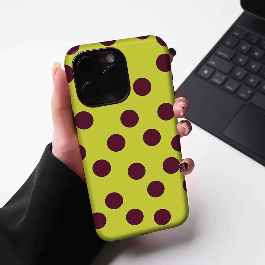 Aurbe Matte 2-in-1 MagSafe Hülle für iPhone 17 16 15 14 Plus Pro Max Stoßfeste Hartschale Limetten-Wein-Punkte - Bild 6