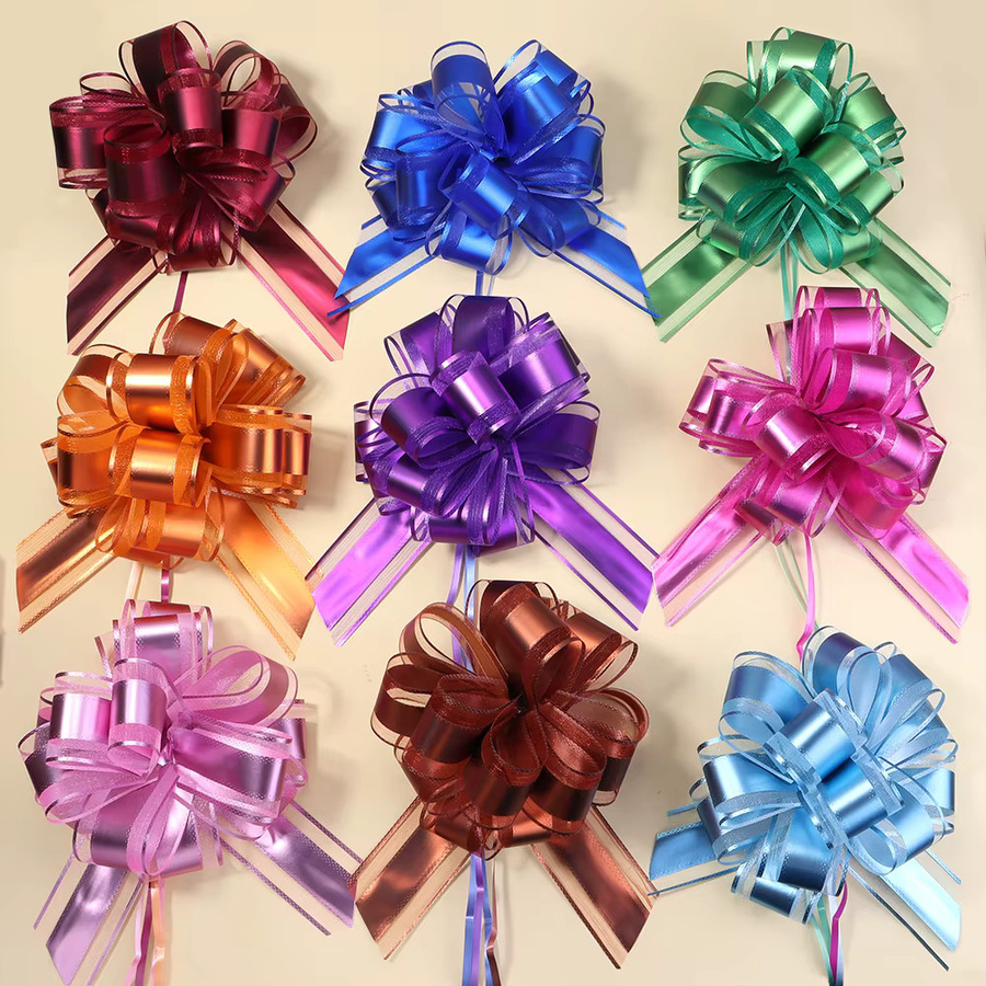 2er-Set Louleur Schnee Garn Hand Ziehen Blumen Bänder in Bunt und Hellgrün für Hochzeits-, Weihnachts- und Partydekoration sowie Geschenkverpackungen - Bild 2