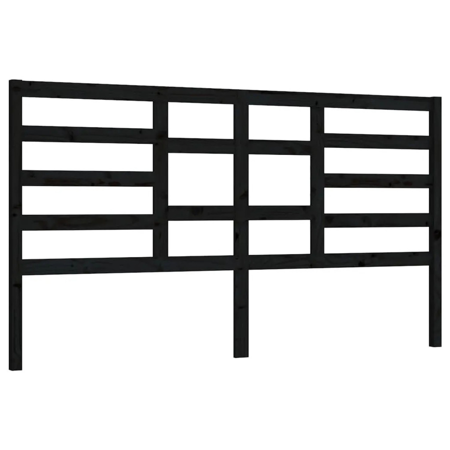 vidaXL Bett-Kopfteil aus Kiefer-Massivholz in Schwarz mit rustikaler Optik, B: 206 cm, H: 104 cm, T: 4 cm - Bild 2