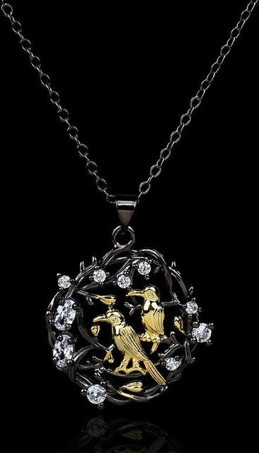 YIRAN Jewelry 5 Blumenanhänger, Vögel, Pflaumenblütenzweig, Halskette, Unisex - Bild 1