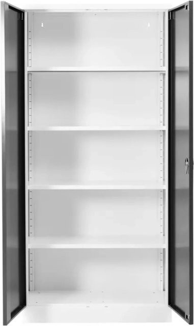 PROREGAL Stahlschrank Bee mit 9 Fachböden, pulverbeschichtet, Weiß & Schwarz, H x B x T: 195 x 92 x 60 cm - Bild 1