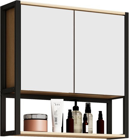 VCM Spiegelschrank Edino in Braun und Eiche, B/T/H: 60 x 17 x 60 cm - Bild 1
