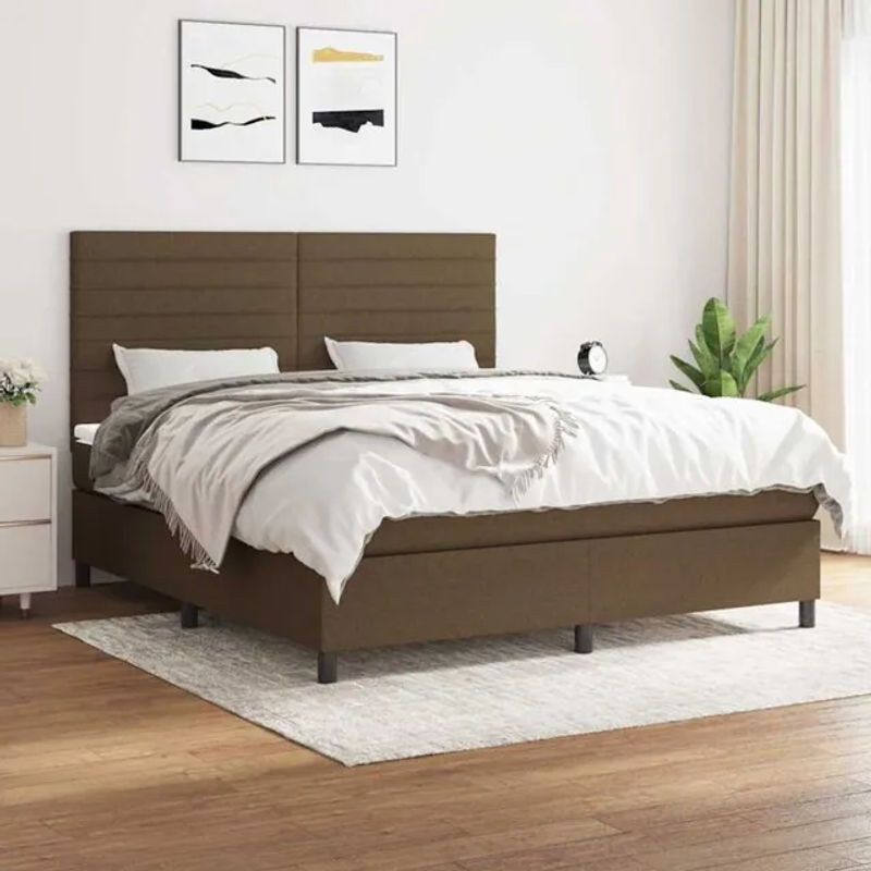 Vidaxl Boxspringbett mit Matratze in Braun aus Stoff, B/T/H: 180 x 200 x 128 cm - Bild 1