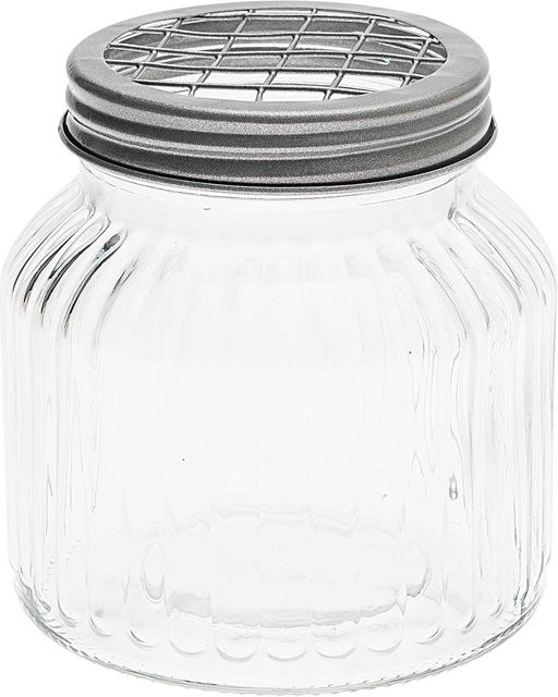 idee. Creativmarkt Glasvase mit Metalldeckel, bauchig, transparent, Höhe: 11,5 cm, Breite: 11,5 cm - Bild 1