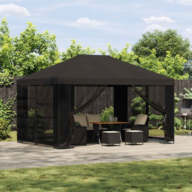 vidaXL Garten Pavillon mit Seitenwänden und Netzwänden in Anthrazit, B: 300 cm, T: 300 cm, H: 276,5 cm - Bild 3