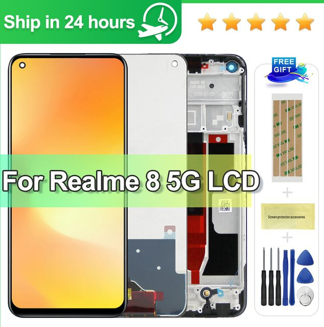 LCD-Bildschirm mit Touchscreen-Digitizer-Baugruppe für OPPO Realme 8 5G RMX3241 in Schwarz - Bild 1