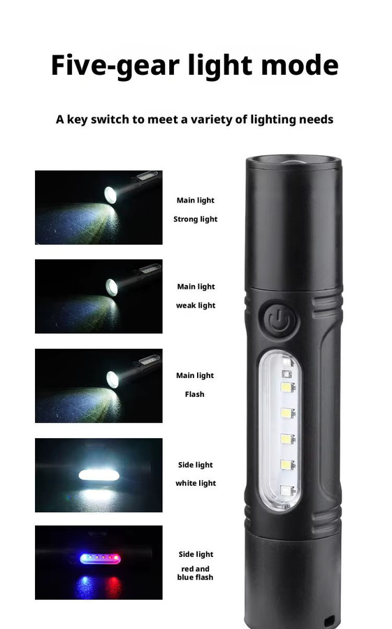 ESMARTER Ultrahelle wiederaufladbare Mini-Taschenlampe als tragbare Outdoor-Notfall-Arbeitsleuchte in Schwarz - Bild 4