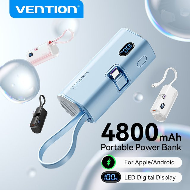 Vention Mini Powerbank 4800 mAh mit 22,5 W PD Schnellladung in Weiß für iPhone, Xiaomi und Huawei - Bild 1