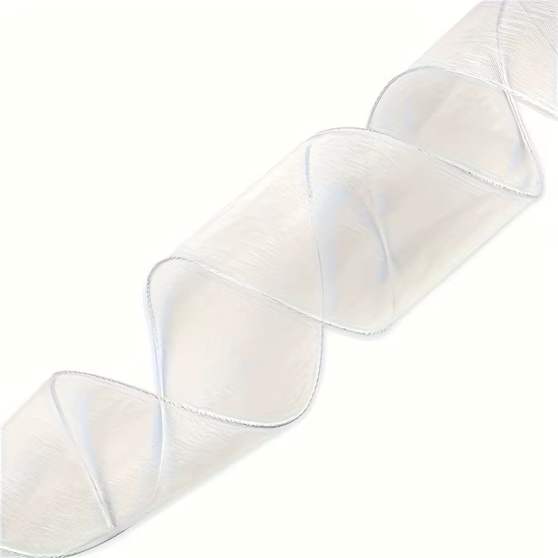 2 Stück weiße transparente Seidenbänder aus Kunststoff für Hochzeiten und Dekoration, Breite: 3,81 cm, Länge: 107,9 cm - Bild 3