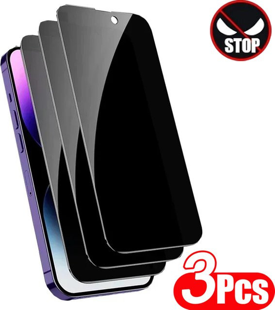 YAYOOYC 3er-Set Anti-Spion Privatsphäre-Schutzglas für iPhone 11 12 13 14 15 16 Pro Max und Plus mit voller Abdeckung - Bild 1