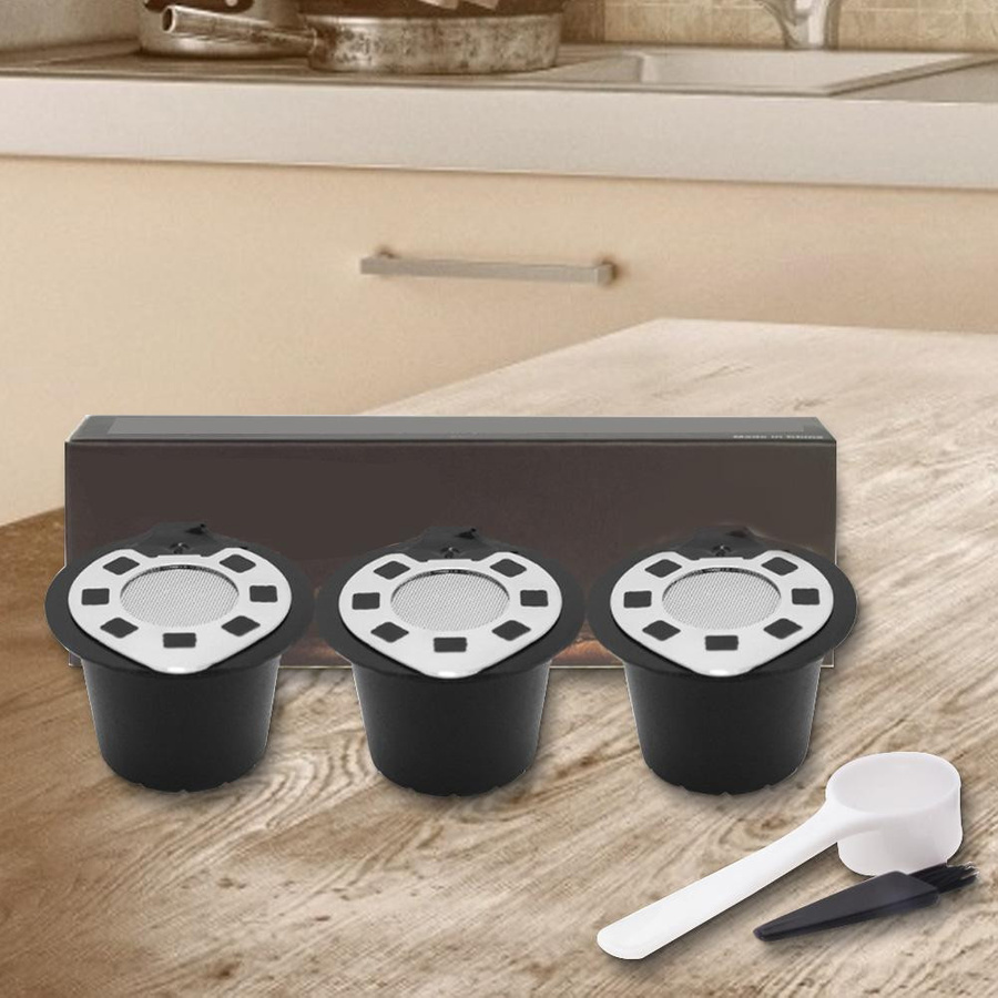CosyHome Set aus 5 wiederverwendbaren Kaffeekapseln aus Kunststoff und Edelstahl in Silver - Bild 5