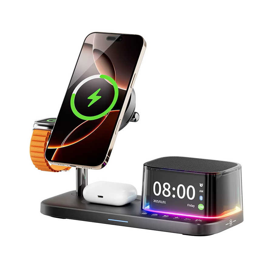 VIKEFON Magnetisches kabelloses Ladegerät mit TEC ICE Kühlung und Bluetooth-Lautsprecher, 25W Schnellladung für iPhone, Apple Watch und AirPods, Schwarz - Bild 4