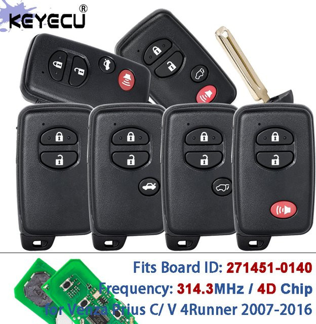 KEYECU Smart Card Fernbedienungsschlüsselanhänger 271451-0140 HYQ14AAB 314,3 MHz in Schwarz für Toyota Venza Prius C Prius V 4Runner 2007–2016 - Bild 1