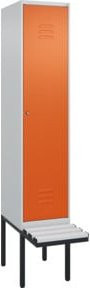 C+P Spind Classic PLUS Garderobenspind mit Sitzbank, 1 Abteil, Lichtgrau, B/T/H: 212,0 x 40,0 x 81,5 cm - Bild 1