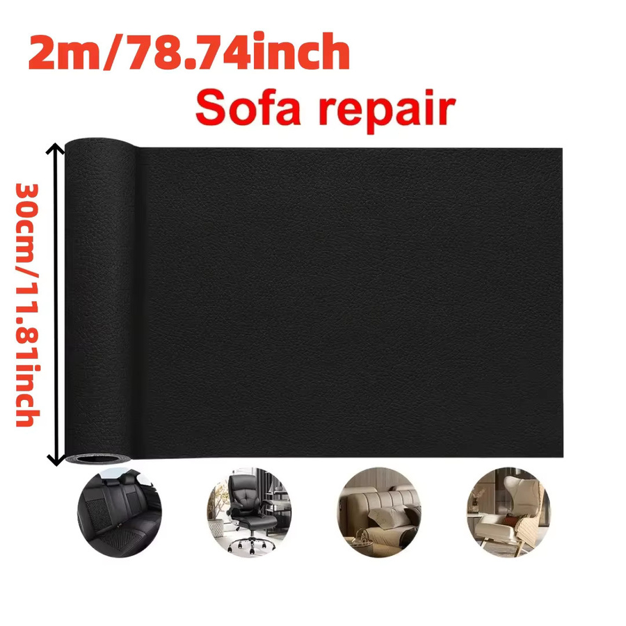 Selbstklebende Leder Reparatur Patches in Schwarz, wasserdichtes Kunstleder für Sofa, Stuhl und Auto, B: 30 cm, L: 200 cm - Bild 2